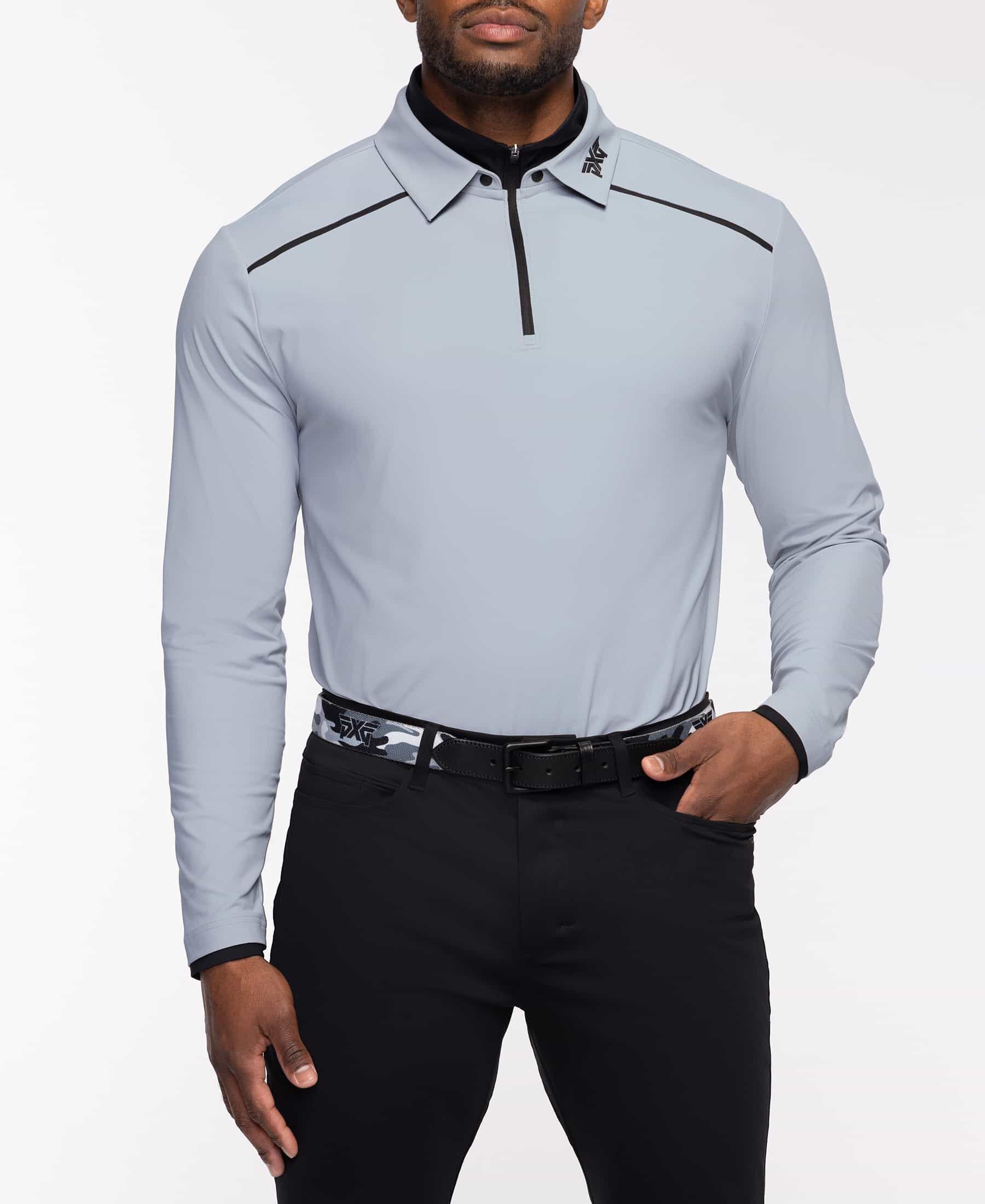Buy Men's 1/4 Zip Long Sleeve Bonded Stripe Polo | PXG